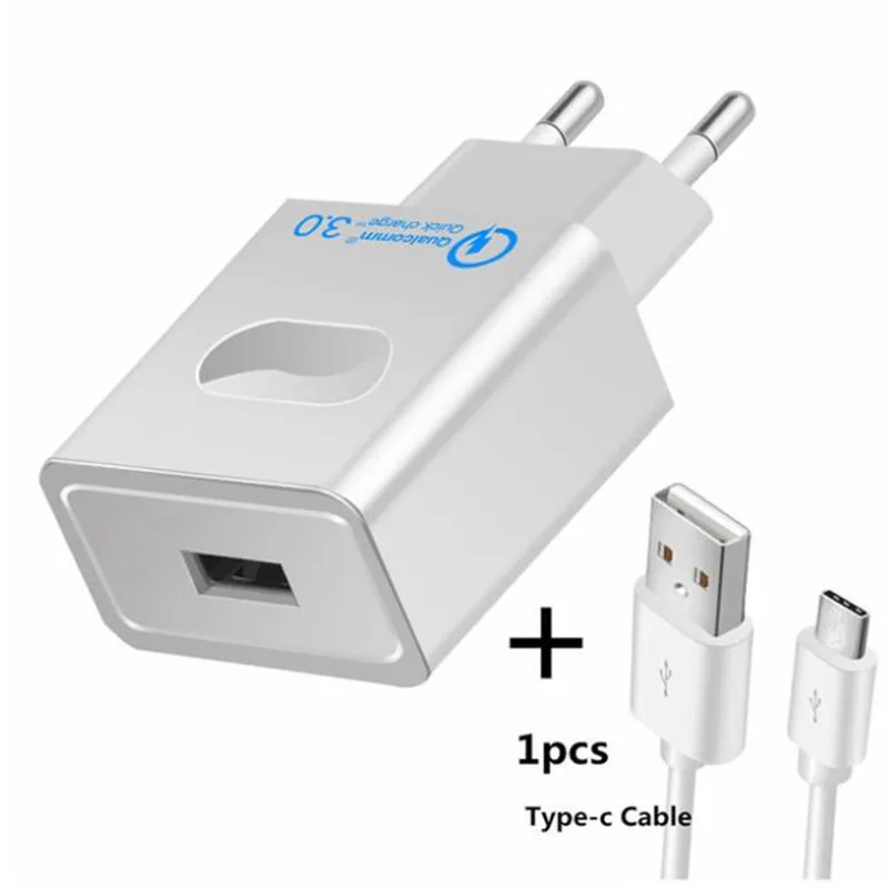 Быстрая зарядка 3,0 USB зарядник Быстрая зарядка QC3.0 зарядка с usb-кабелем Портативный ЕС мобильный телефон зарядное устройство адаптер для Iphone - Тип штекера: as the picture shows