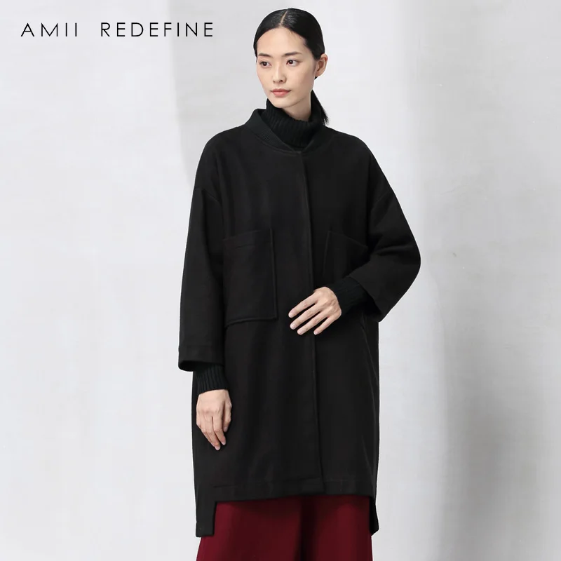 Amii Redefine Wool Blends Coat Winter Women 2018 Casual Full Sleeve