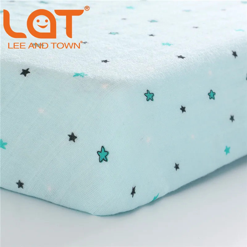 LAT, хлопок, простыня для кроватки, единорог, мягкий матрас для детской кровати, защитный чехол, мультяшное постельное белье для новорожденных, размер кроватки 130*70 см - Цвет: Blue star point