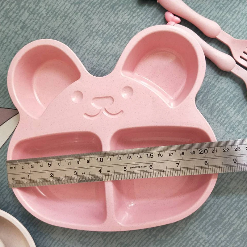 Пшеничная солома детской посуды для малышей, с милым медведем посуда мультфильм дети плиты детская посуда набор для кормления ребенка чаша