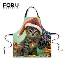 Милый фартук для праздника, милый фартук с котенком на Рождество, Забавный инструмент для уборки дома без рукавов, талия, семейные фартуки для приготовления пищи