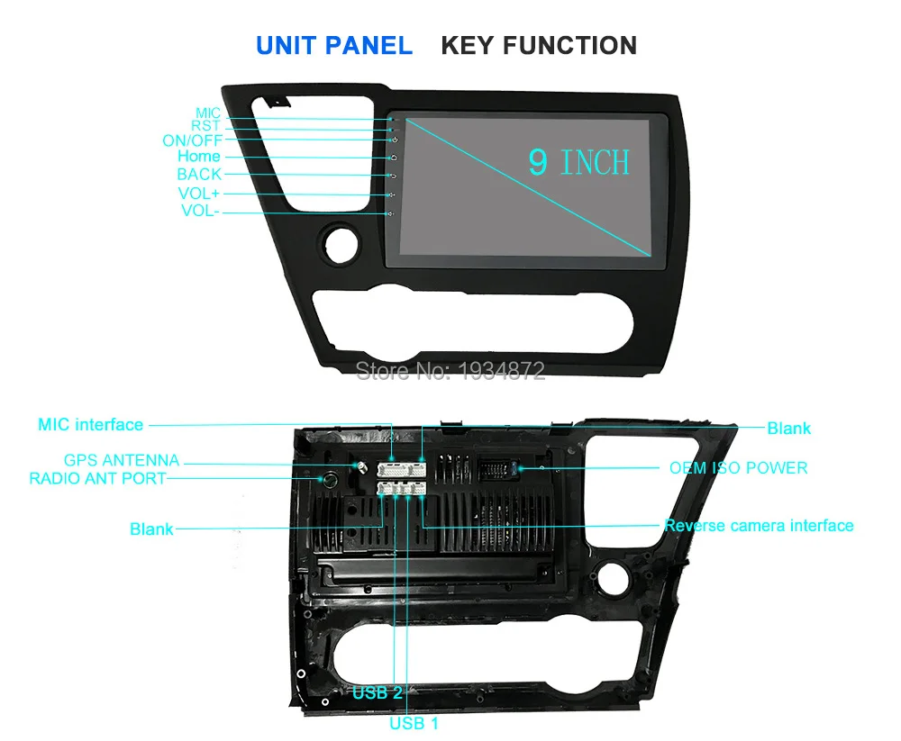 Flash Deal Funrover 9" Android 8.0 2 din Car dvd radio gps navi player stereo for Honda Civic EX/LX/DX 2GB+32GB canbus multimedia usb FM BT 28
