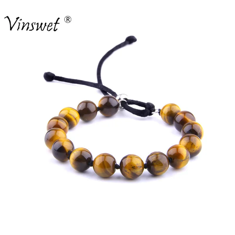 

Natural Tiger Eye Beads Bracelet Men Fashion Personalized Rope Adjustable Bracelets Lucky Handmade Braided Jewelry for Women