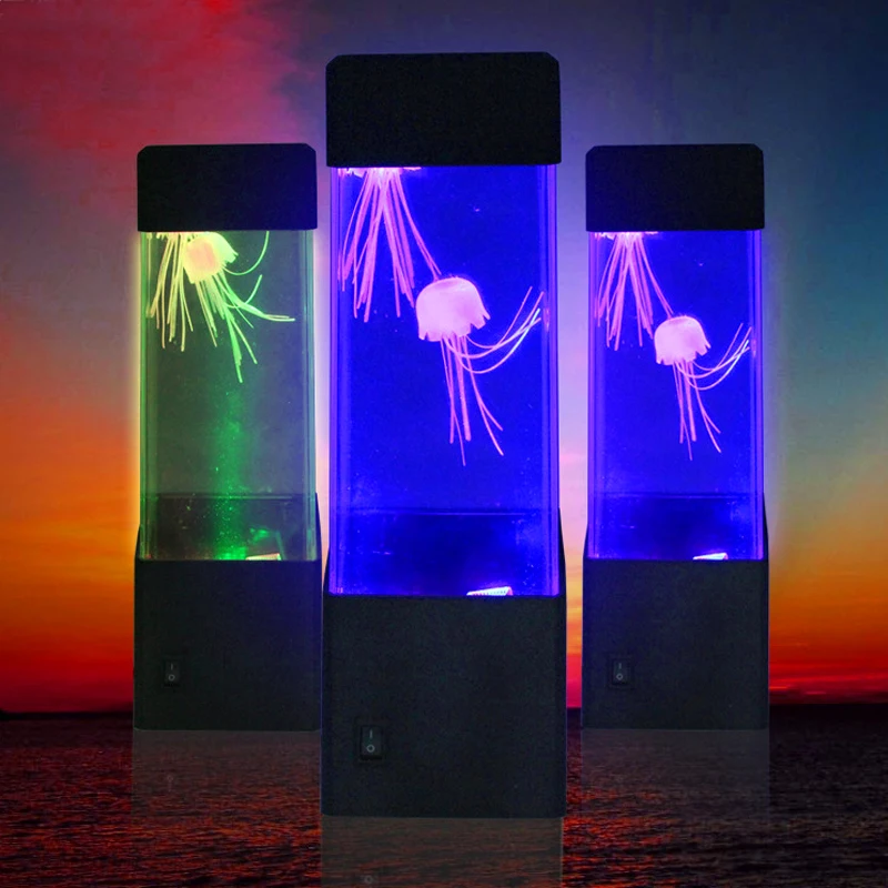 ED Desktop Light Jellyfish Tropical Fish Aquarium Tank LED Light Relaxing Bedside Mood Night Light Lamp (9)