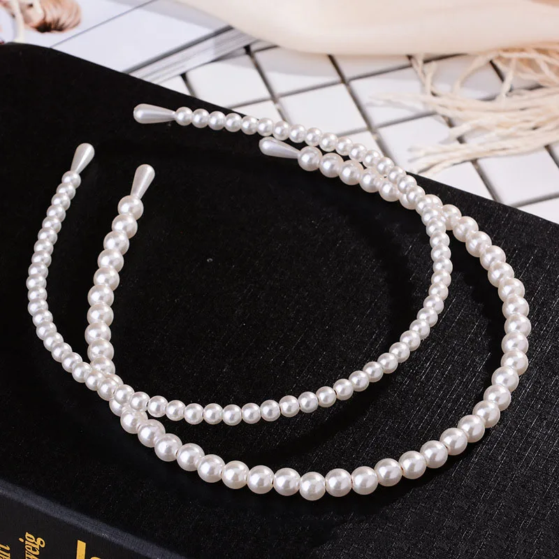 

Korean Style Pearl Hair Band for Women Girls Hair Accessories Women 2 Layered Row Headband Wedding Bridal Hair Jewelry 2019 New