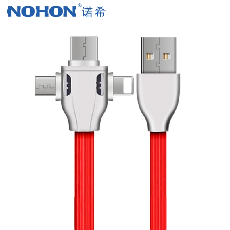 Кабель NOHON 3 в 1 8 Pin Micro USB Type C для iPhone 7 Plus X XS MAX XR Быстрая зарядка Samsung Huawei Android Phone Charge |