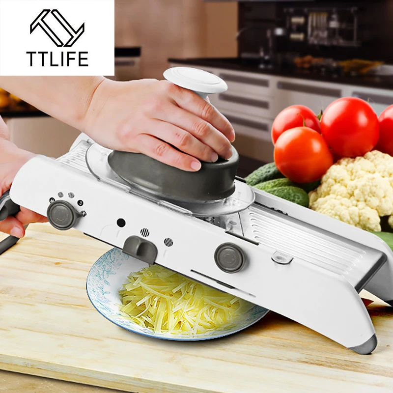  TTLIFE Adjustable Mandoline Slicer Professional Grater with 304 Stainless Steel Blades Vegetable Cutter Kitchen Tools 