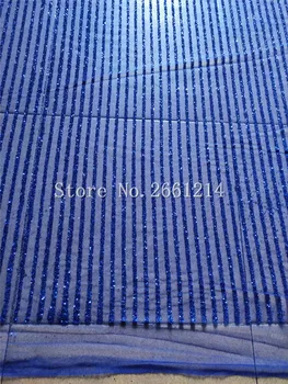 

Blue color Beautiful flowers shinning glitter net Lace Fabric Glued Glitter tulle fabric for sexy dress BZL-4.2120