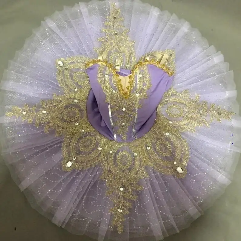 Балетное платье-пачка с блестками; Детские балетные костюмы «Лебединое озеро»; одежда для профессиональных девочек; платье-пачка; танцевальное платье; наряд - Цвет: Фиолетовый