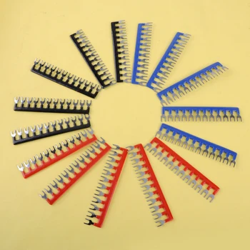 

LETAOSK 15pcs 400V 10A Fork Shape Pre Insulated 12 Positions Barrier Terminal Block Strip Wire Cord Connector