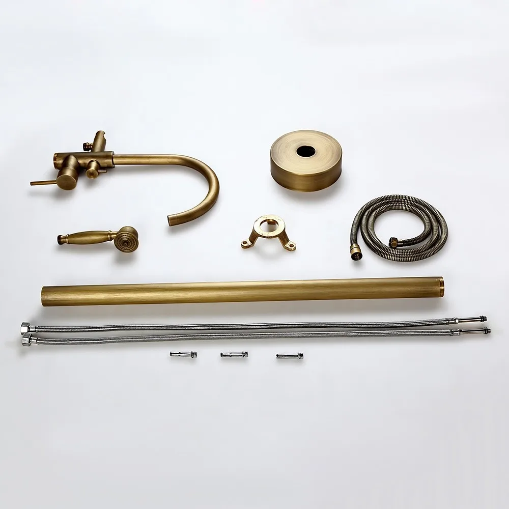 Antique Brass Floor Mounted Bathtub Faucets (1)