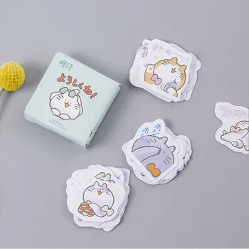 

45Pcs/box Fat cat Mini Paper Decoration DIY Scrapbook Notebook Album seal Sticker Stationery Kawaii Girl Stick Label