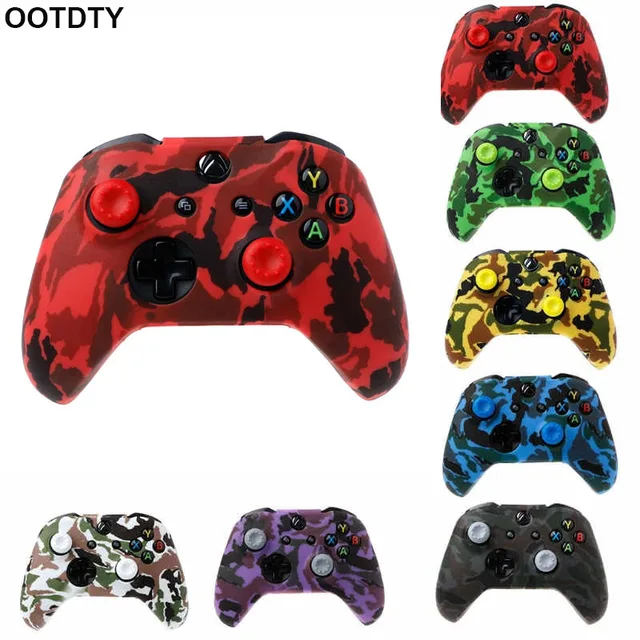 Best Price Camouflage Silicone Gamepad Cover + 2 Joystick Caps For XBox One X S Controller