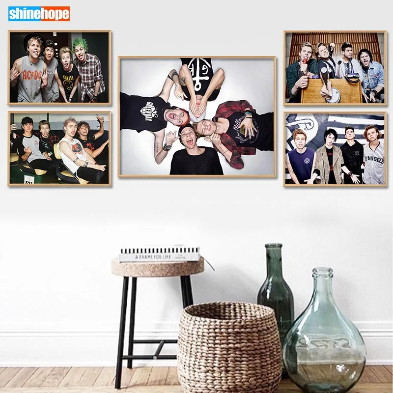 

Canvas Poster Custom 5 seconds of summer Canvas Painting Poster Home Decor Cloth Fabric Wall Art Poster