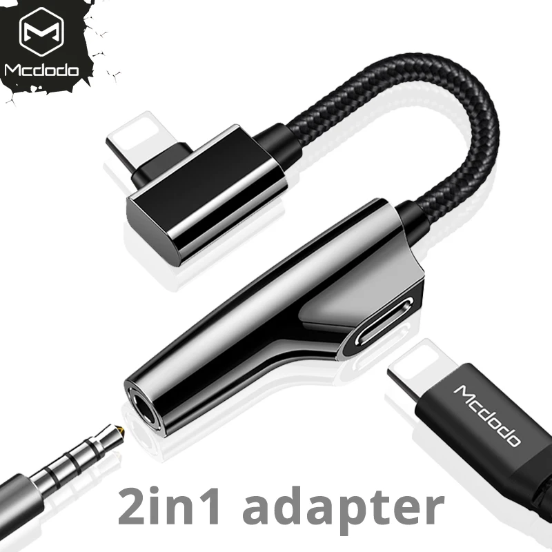 

Mcdodo Audio 2 in1 Adapter for iPhone XS Max 7 8 Plus Cable Splitter for iPhone lightning to 3.5mm Jack With charging iPhone Aux