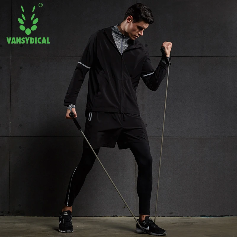 

Sport Running Suit Male Training Jogging Suits Long Sleeve Compression T Shirt Jacket Leggings Shorts 5pcs/set