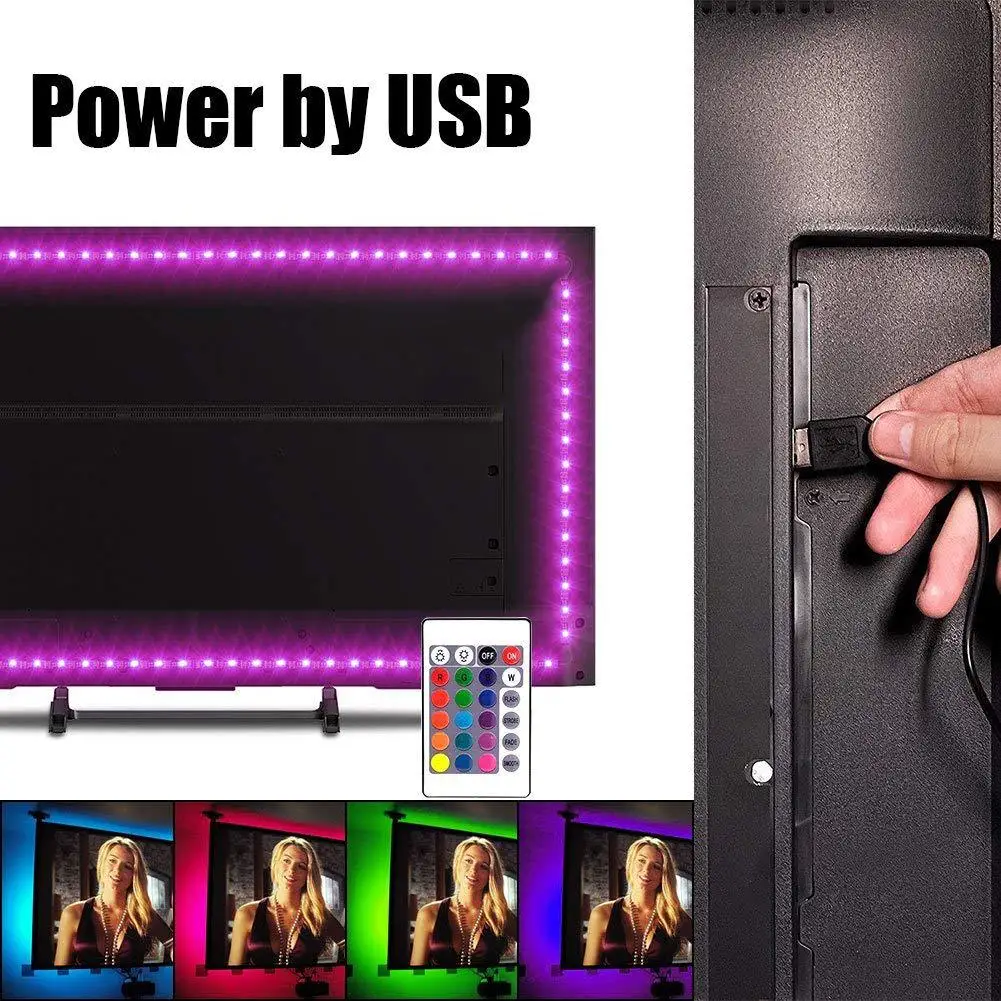 USB светодиодный фоновый светильник для телевизора 5050RGB ТВ задний светильник полоса USB скачки шасси 5 В Цвет Гибкий эпоксидный водонепроницаемый для ТВ