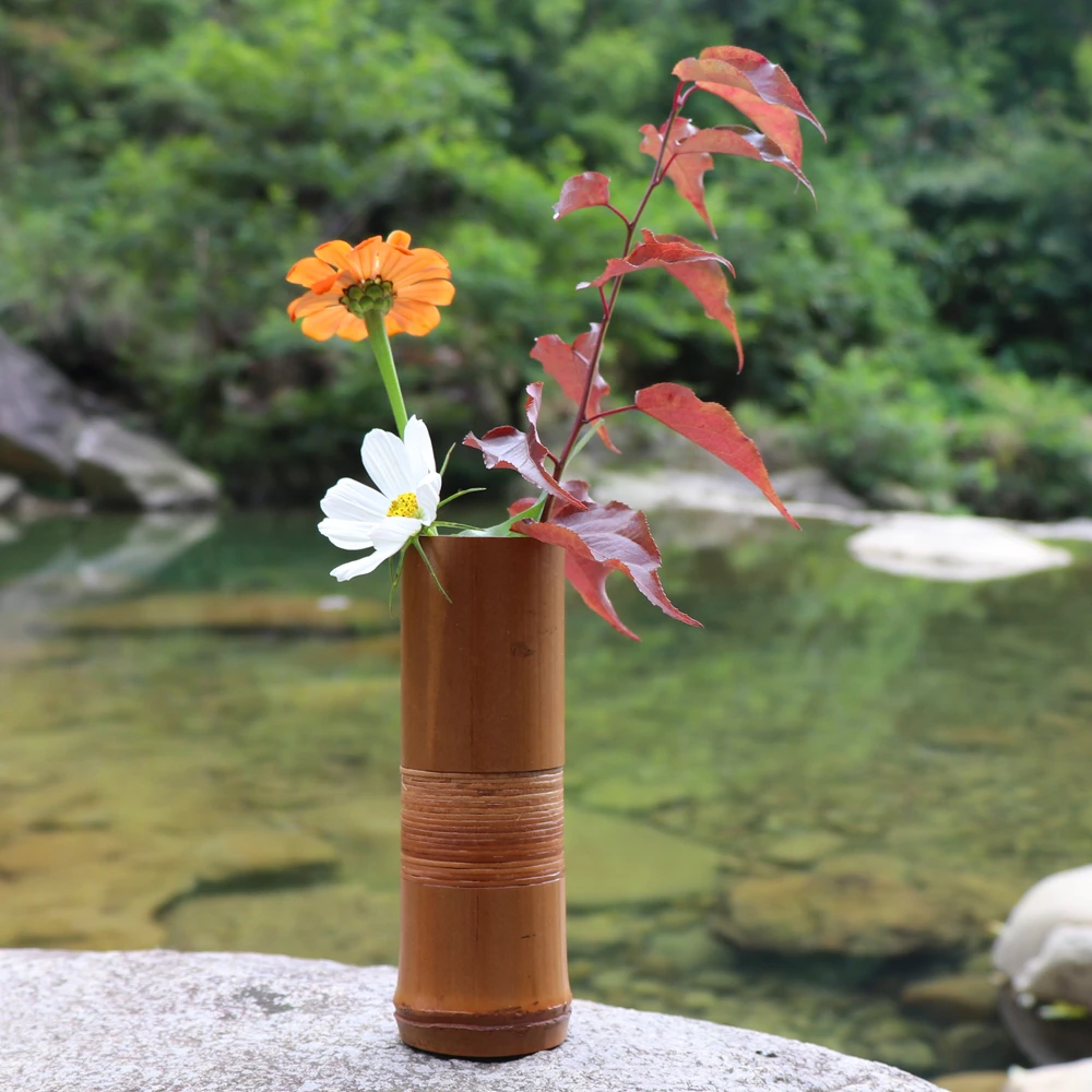 Vaso de flor de bambu japonês para decoração de casa decoração de casamento  artesanal vaso presente vasos de flores stands casa decoração garrafas de  madeira|bamboo flower vase|flower vasevases for home decor -