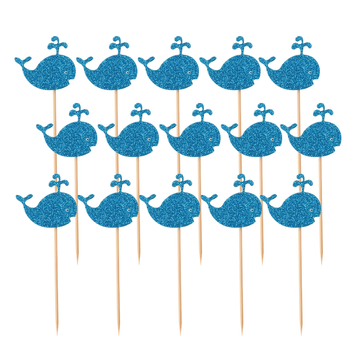 

15Pcs Cake Toppers Decorative Cute Whale Patterned Cupcake Fruit Picks Cake Decorating Toppers for Birthday Dinner Event Wedding