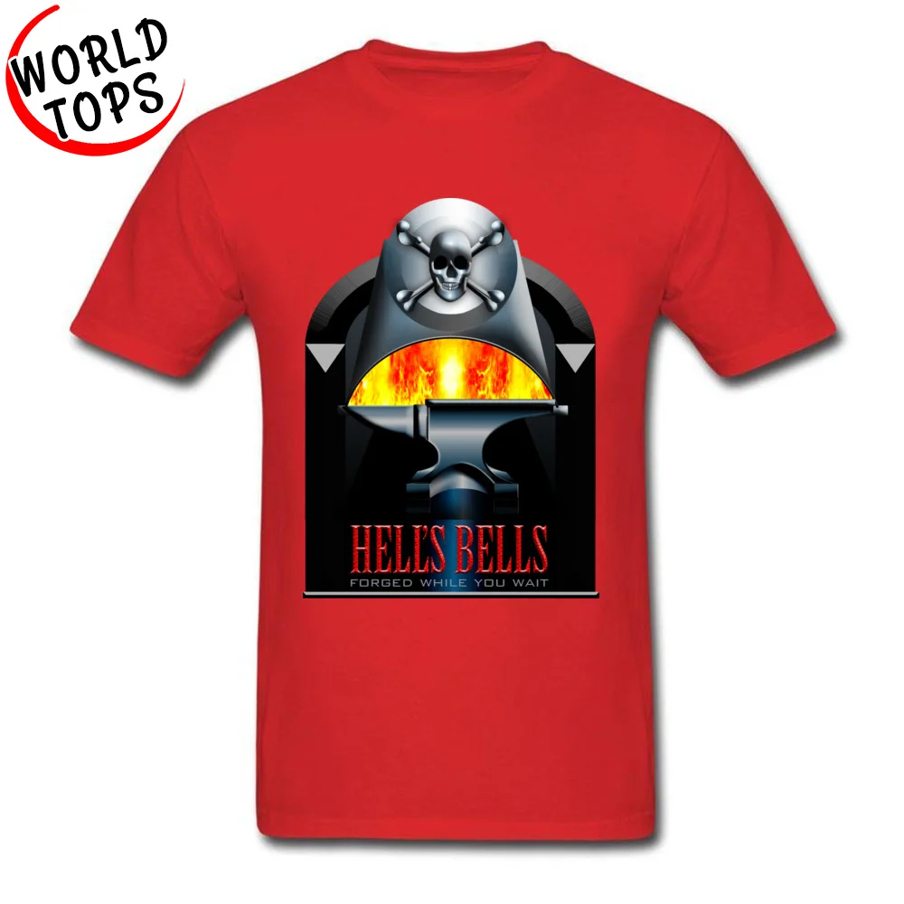 Hells Bells Round Neck Top T-shirts Fall Tops Shirts Short Sleeve Graphic 100% Cotton Design Tee Shirts Printing Men Hells Bells red