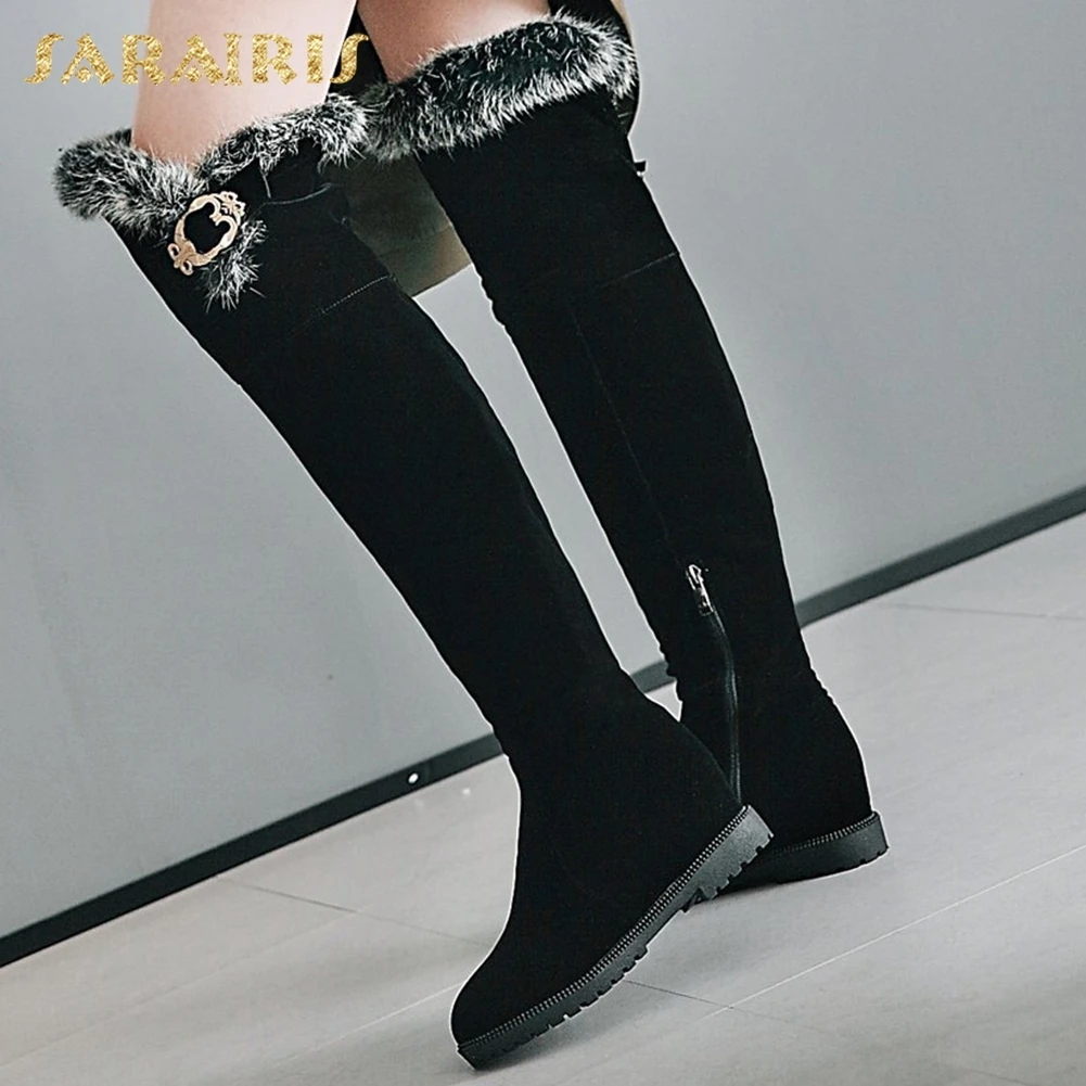 

SARAIRIS 2018 Large Size 34-45 Platform Zip Up Over The Knee Boots Woman Shoes Increasing Heels Shoes Woman Boots