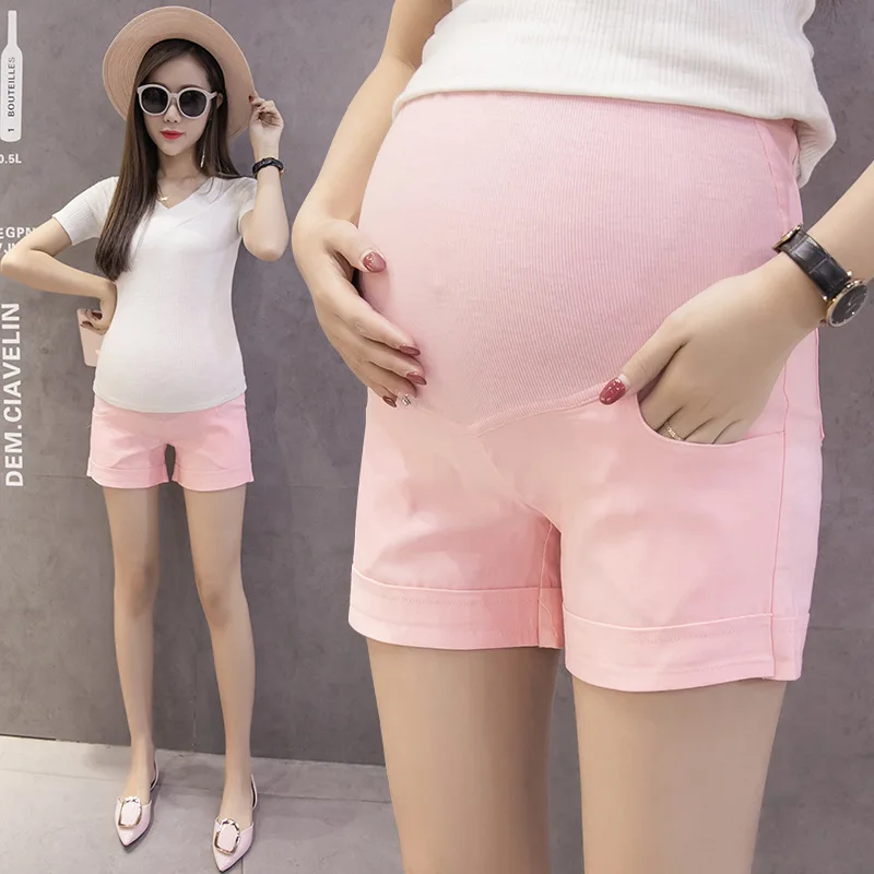 Брюшные шорты для беременных Одежда для беременных брюки женская одежда для беременных с высокой талией повседневные штаны Gravida Одежда для беременных - Цвет: Розовый