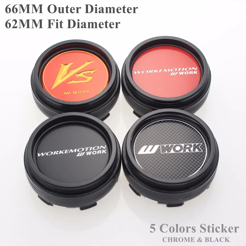 

Auto Racing 66MM WORK Rims Center Cap Red VS Letter Sticker Wheel Covers Cap Centro De Las Tapas Llantas SET OF 4 KOM POWER