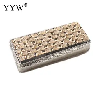

Nylon Clutch Bags DIY Portable Rhinestone Handbag For Woman 2018 Plaid Evening Clutches Purse Gold Sliver Daybags Party Bag