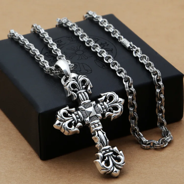 

2019 Choker Necklace Asg 925 Sterling Fashion Jewelry, Japan And South Korea Male Money Domineering Vine Cross Pendant Gd With