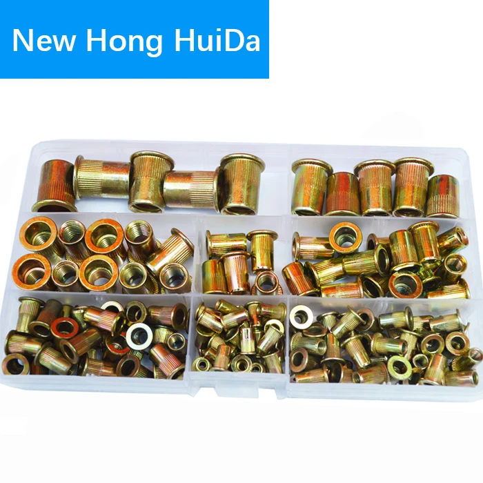 

Zinc Plated Rivet Nut Metric Threaded Insert Rivetnut Standard Nutsert M3 M4 M5 M6 M8 M10 M12 Assortment Kit Carbon Steel,150Pcs