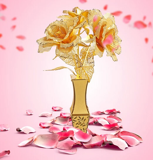 3d rompecabezas de oro rosa ultra precisión de corte por láser de metal modelo rompecabezas juguetes para niños juguetes educativos 3d rompecabezas de oro rosa ultra precisión de corte por láser de metal modelo rompecabezas juguetes para niños juguetes educativos