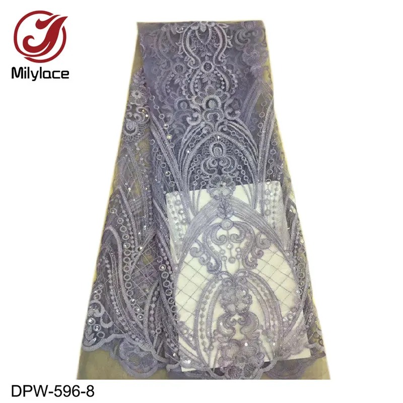 Новое поступление Milylace ткань темно-синяя африканская кружевная ткань Дубай высокого класса дизайн французская кружевная ткань для 5 ярдов DPW-596 - Цвет: blue