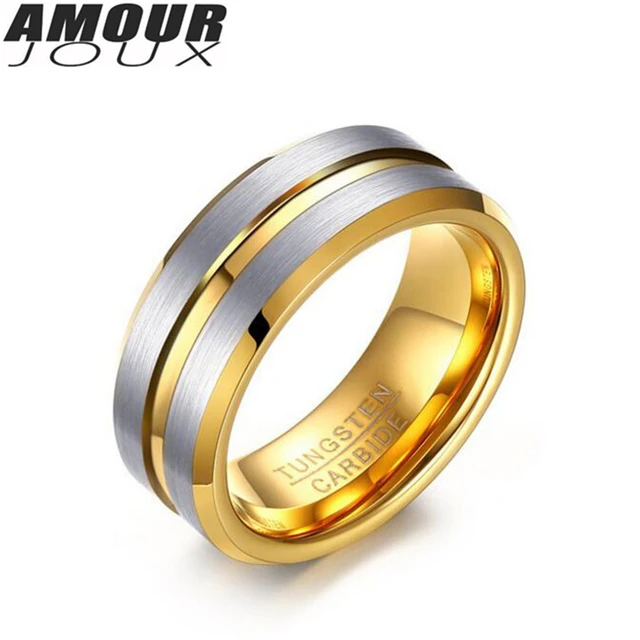 amourjoux 2017 fashion matte dual line white gold color band tungsten wedding rings for men fashion - Sports Wedding Rings amourjoux 2017 fashion matte dual line white gold color band tungsten wedding rings for men fashion - Sports Wedding Rings