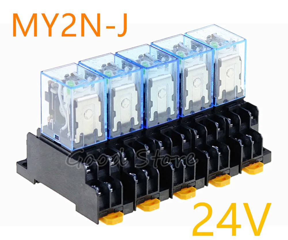 

MY2P HH52P MY2NJ Relay Coil General DPDT Micro Mini Electromagnetic Relay Switch with Socket Base LED AC/DC 24V