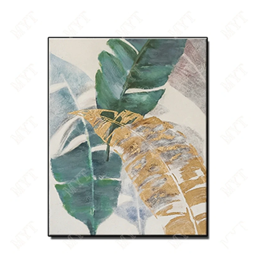 

Fashion banana leafs Hand Painted Wall art Picture modren wall decor Abstract for Living room Entrance home decor no framed