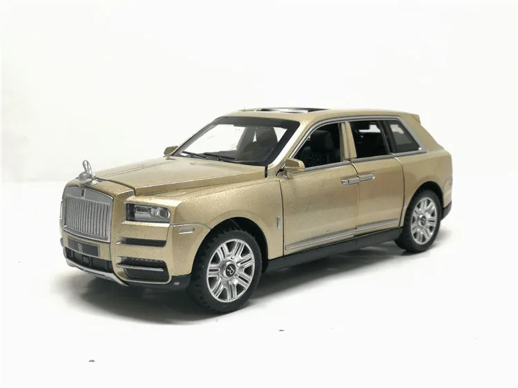 1:32 шкала Rolls Royce Cullinan литая под давлением машина металлическая модель звук и светильник оттягивается SUV 7 дверей можно открыть для детей подарки игрушки - Цвет: Золотой