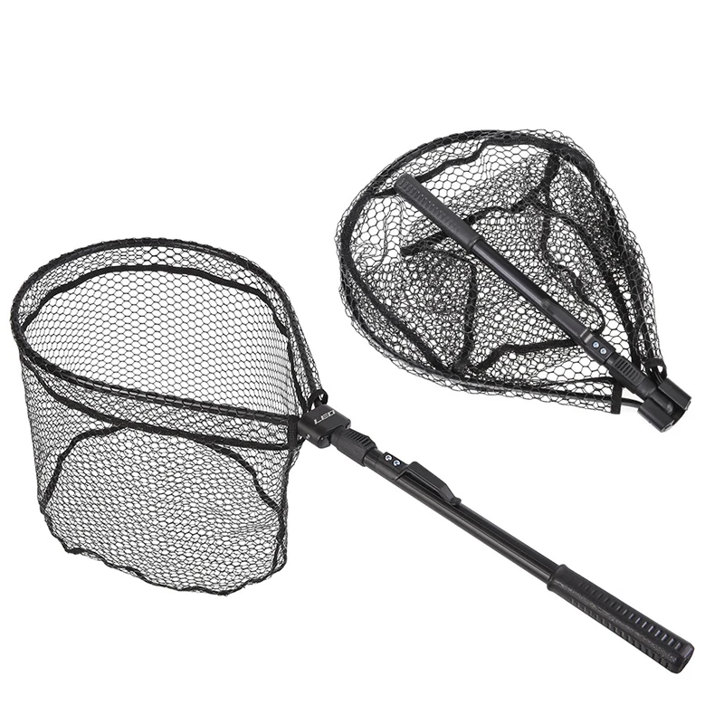 

81cm Rubber Fly Fishing Landing Net Trout Large Mesh Fish Net Aluminum alloy Monofilament Hand Network Fishing Tools