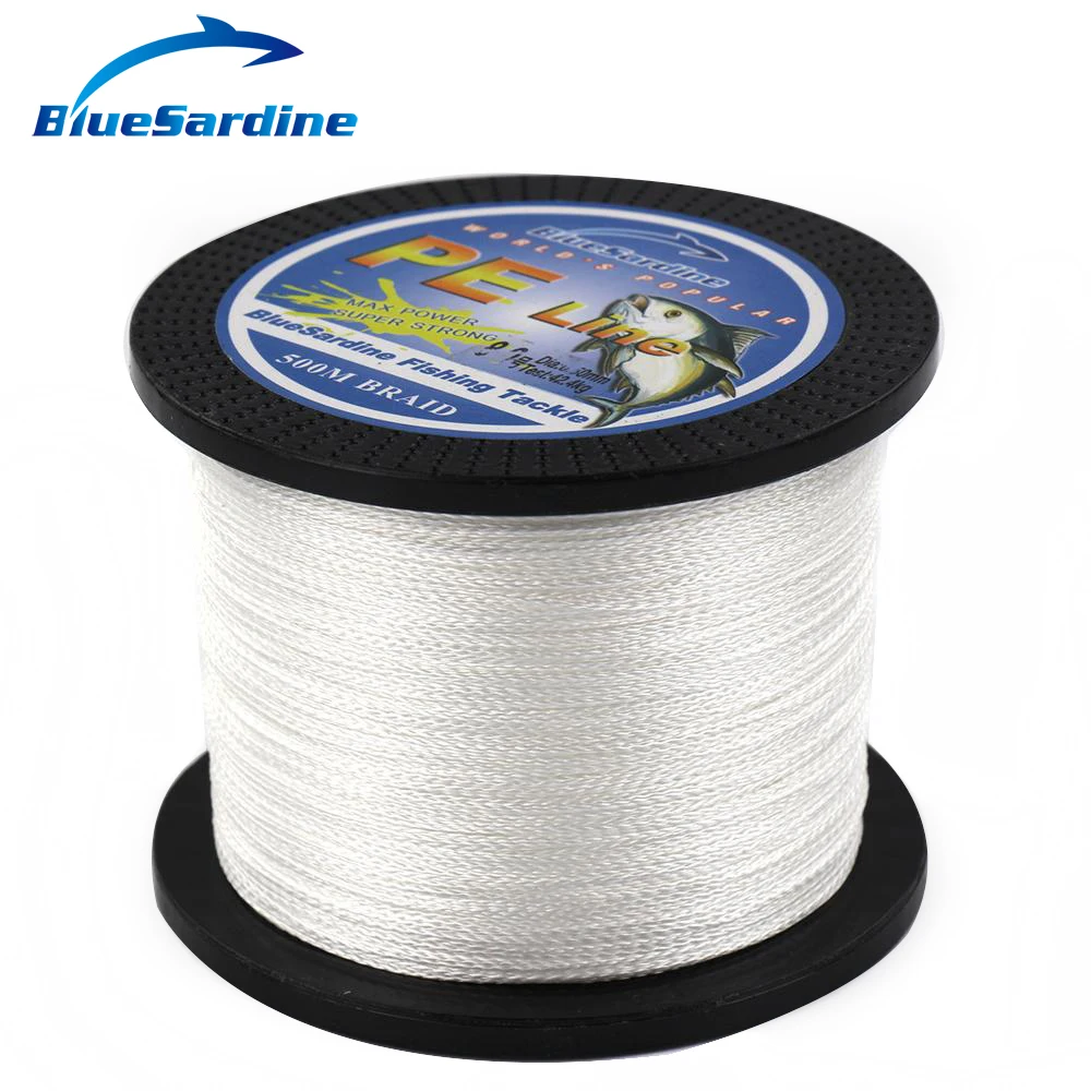 BlueSardine 500M White Fishing Line Braided Multifilament PE Braid Line