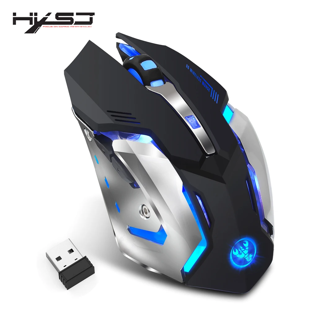 Продажа HXSJ M10 Беспроводная игровая мышь 2400 точек дюйм перезаряжаемая 7 цветов подсветка дышащая комфортная геймерская мышь для компьютера настольн...