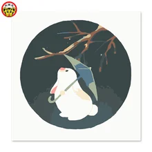 Картина по номерам художественная краска по номерам зонтик кролик учебная краска ing цифровая краска ing Гостиная Краска ing маленький noob белый Ra