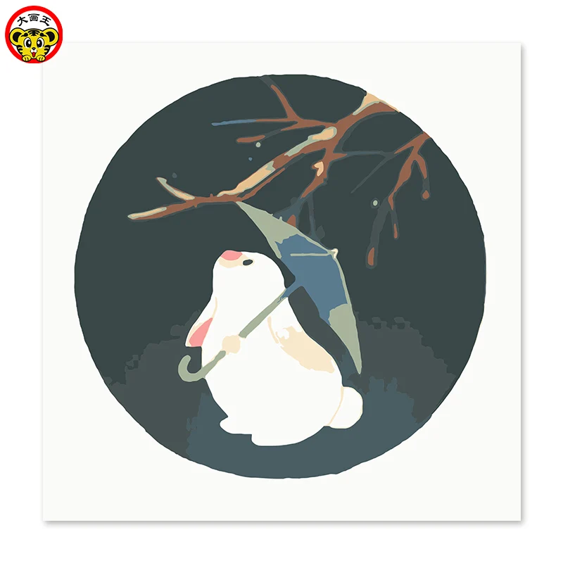 

painting by numbers art paint by number Umbrella rabbit Study painting Digital Painting Living room painting Small noob White Ra