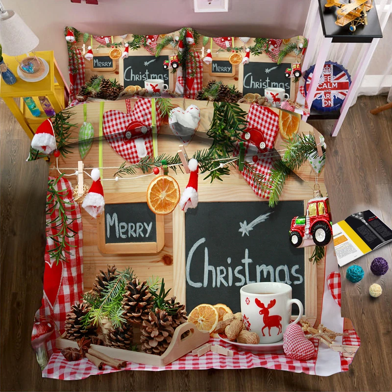 

Pink Christmas theme 3d effect photo bed linen can be customized photo pattern