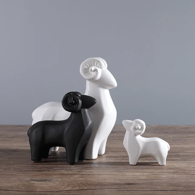 North European Ceramic Sheep Model Figurines Villa Animal North European Ceramic Sheep Model Figurines Villa Animal Home Decoration Miniatures Furnishing Christmas Decor
