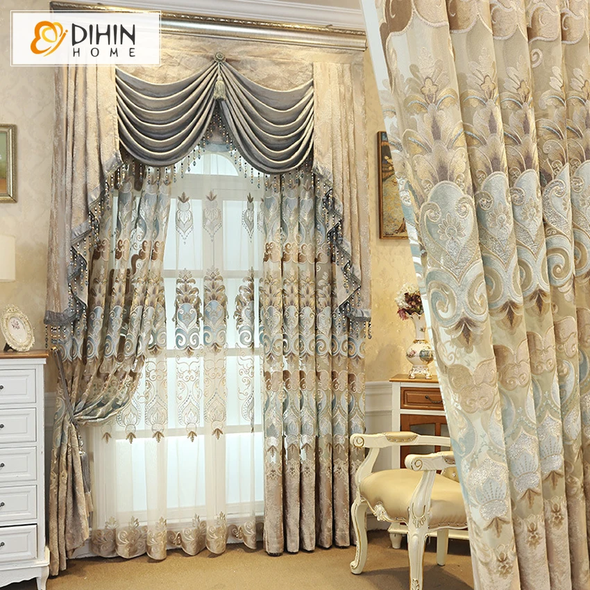 Customized Window Curtains Embroidered Blackout Curtain High