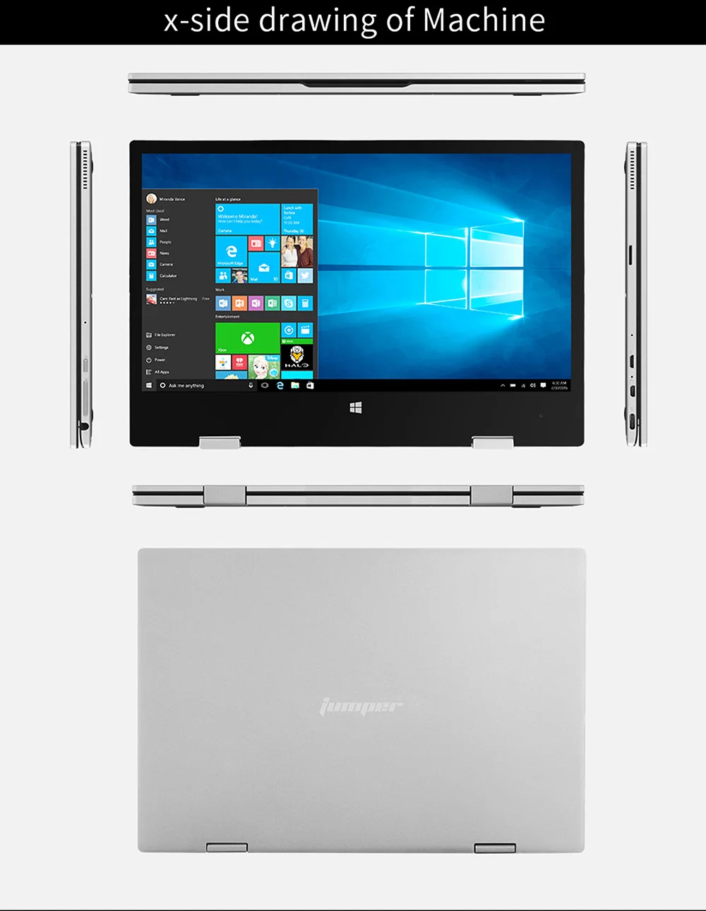 Jumper EZbook X1 ноутбук 11,6 дюймов Windows 10 домашний двухъядерный 2,4 ГГц 4 Гб DDR3L 128 Гб SSD Micro HDMI тип-c ноутбук