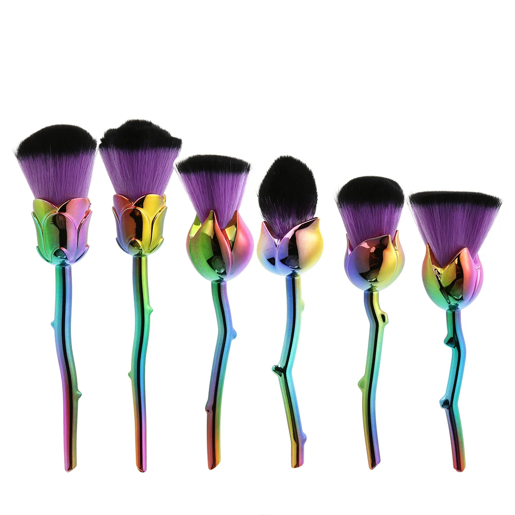 

6pcs/set Rose Shape Makeup Brush Foundation Pro Soft Contour Face Powder Blush Makeup Set Cosmetic Tools kit
