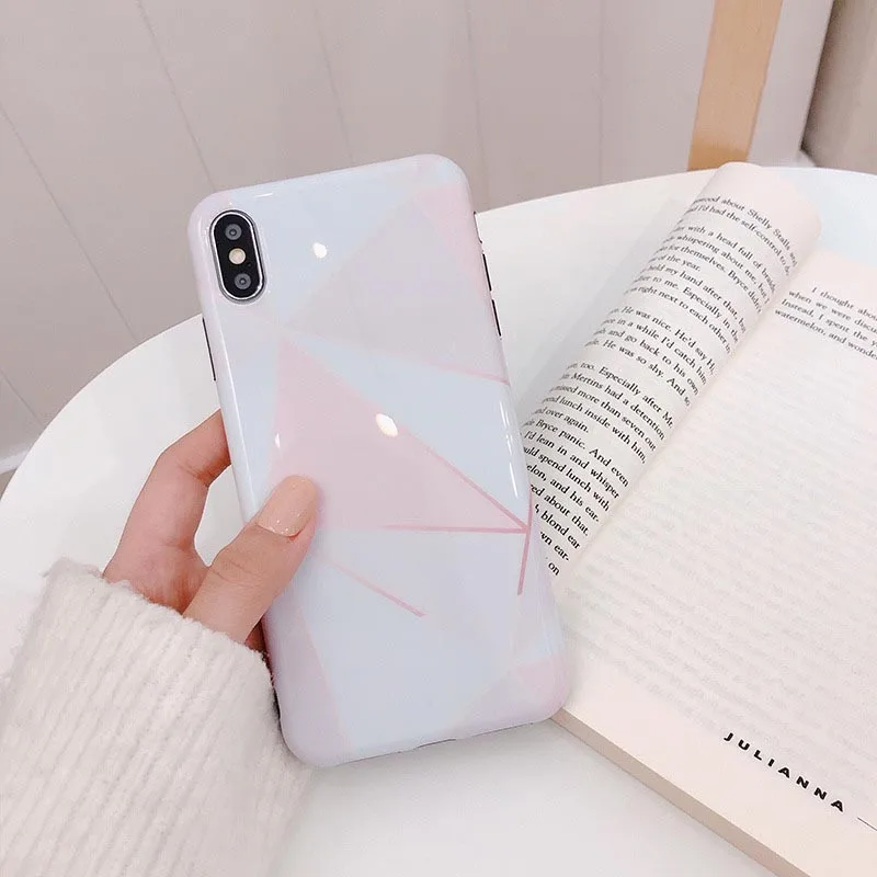 

Pink splice phone case for iPhone6 6S 7 TUP Anti-fall phone case for iPhone7P 8 8P Personality phone case iPhoneX XS XR MAX