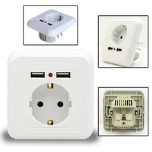1 шт. ЕС 16A 110~ 250 В розетка панель электрическая розетка двойной порт USB 2400mA настенное зарядное устройство адаптер