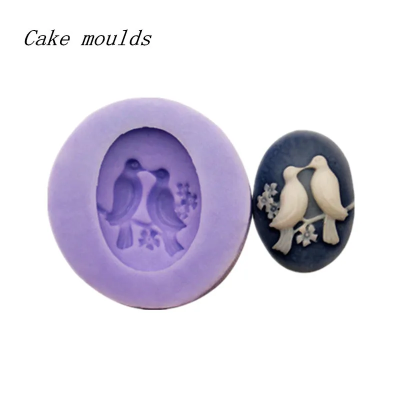 

Wholesale Silicone mold RS078 Mini love birds shape Clay mold Fondant cake mold Free shipping