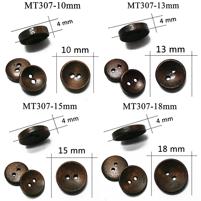 100 шт Новые 10 мм-20 мм круглые кофейные пуговицы из натурального дерева 2 отверстия шитье скрапбукинг для женской одежды деревянная пуговица ручной работы